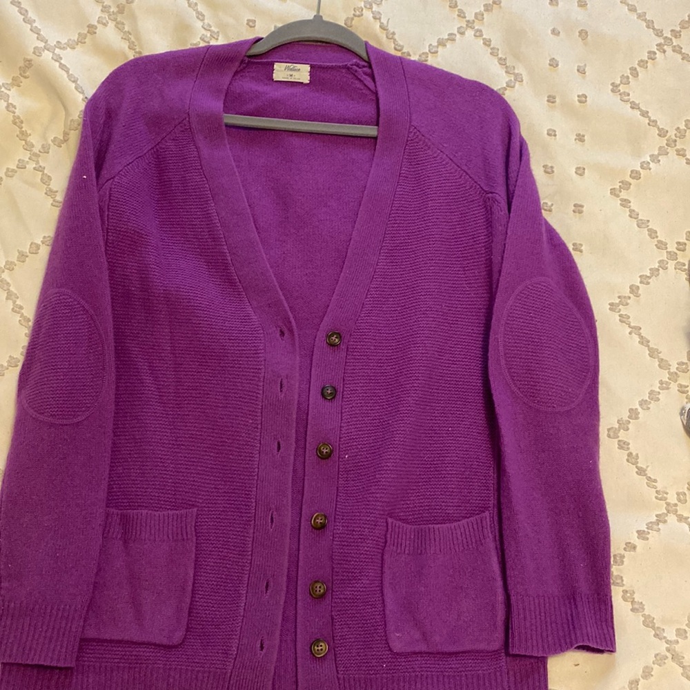 J Crew merino wool purple cardigan sweater